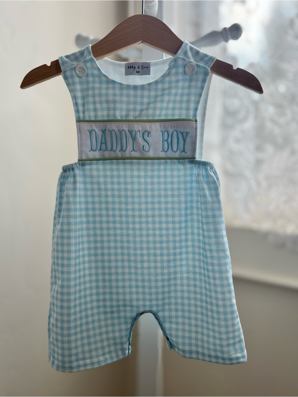Daddy's Boy Blue Gingham Romper